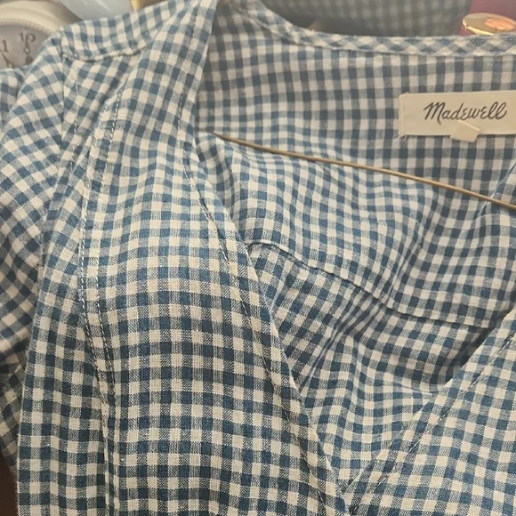 Madewell Cotton Navy Dorothy Gingham Wrap Dress - Picture 1 of 6